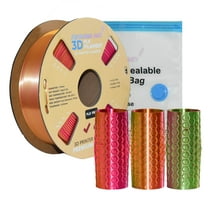 Ataraxia Silk Tricolor Filaments, Coextrusion Silk PLA Filament 1.75mm for 3D Printer & 3D Pen, ±.03mm, Tri Color Rainbow PLA, 1kg/2.2lb Spool, With Filament Storge Bag, Silk PLA Gold-Green-Fuchsia