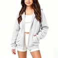 thumbnail image 5 of SDNall Girls Teen Full Zip Hooded Jacket, Solid Cotton Casual Loose Outerwear Tops, Everyday School Outdoor Outerwear Coat with Pockets 5-15 Years, 5 of 8