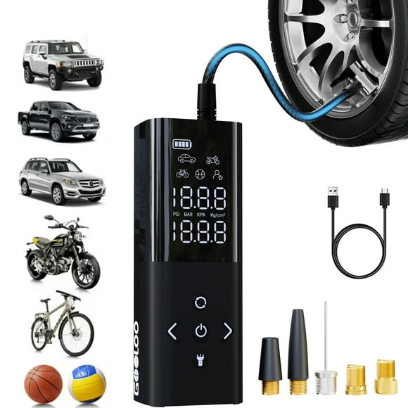Gooloo Ap150 Tire Inflator Portable Air Compressor 4-150 Psi Tire Pump with Tire Pressure Gauge Auto-Shutoff Air Pump for Car Tires Bicycle Motorcycles Balls