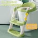 thumbnail image 2 of Asiento de inodoro l plegable con escalera y asa, escalera de inodoro regulable en altura con asiento cómodo, escalones extra anchos (verde), 2 of 5