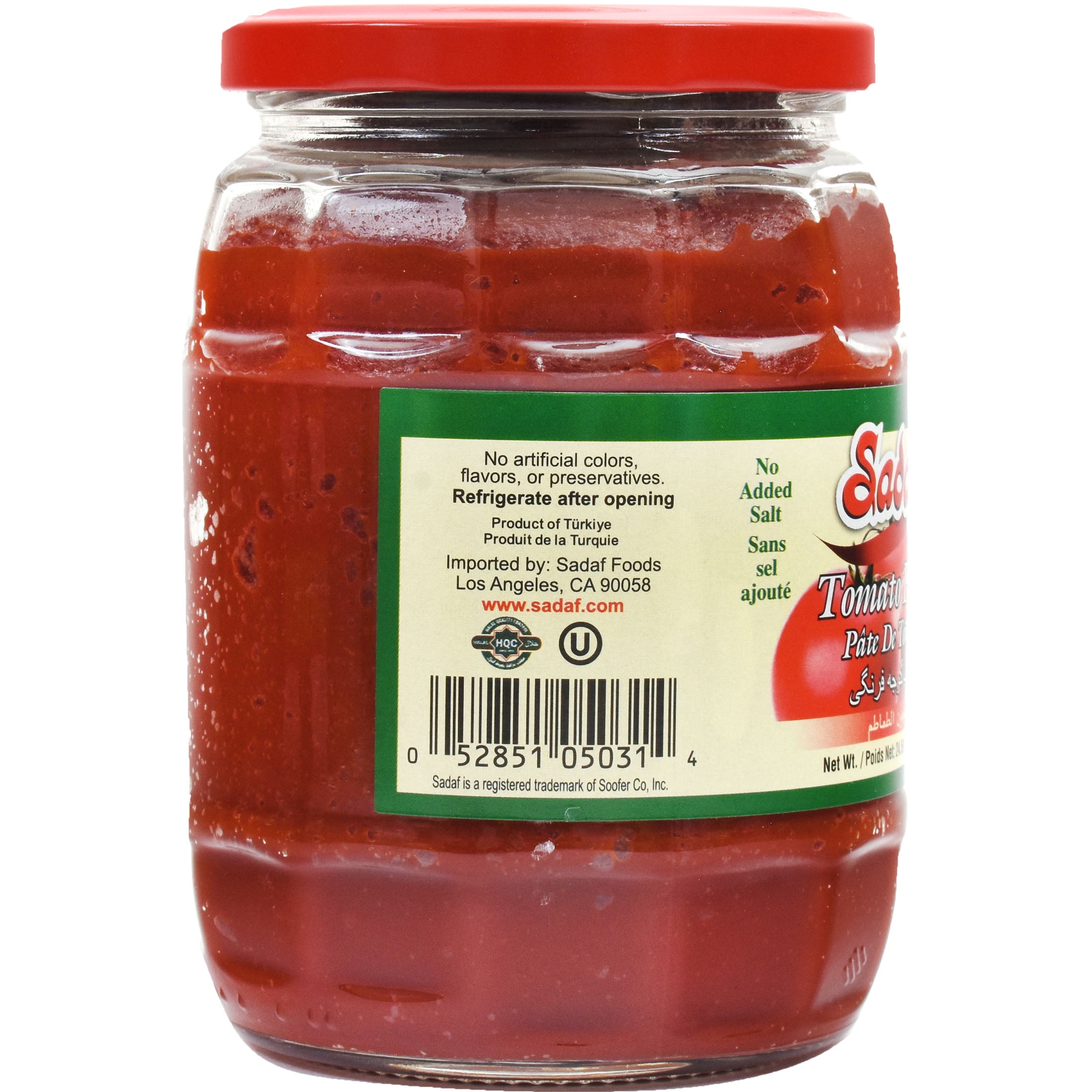Pâte de tomates Sadaf, sans sel ajouté, 700g Sans colorants, arômes ni conservateurs artificiel