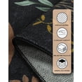 thumbnail image 3 of Alfombra CRYPTOLITE Boho Floral de 60 x 90 cm, lavable para baño, color negro, 3 of 7