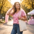 thumbnail image 5 of JULMCOMO Breast Cancer Shirts for Women V Neck Floral Pink Ribbon Print Breast Cancer Awareness Loose Comfy Tshirts Casual Soft Graphic Tees Light pink 2XL, 5 of 6