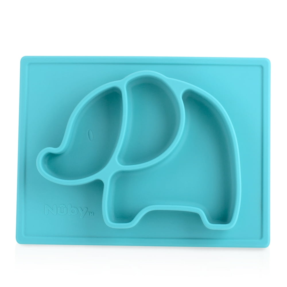 Nuby Sure Grip Animal Placemat, Aqua Elephant