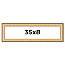 35x8 Frame Gold Plein Aire Solid Wood Picture Frame Width 2 Inches | Interior Frame Depth 0.5