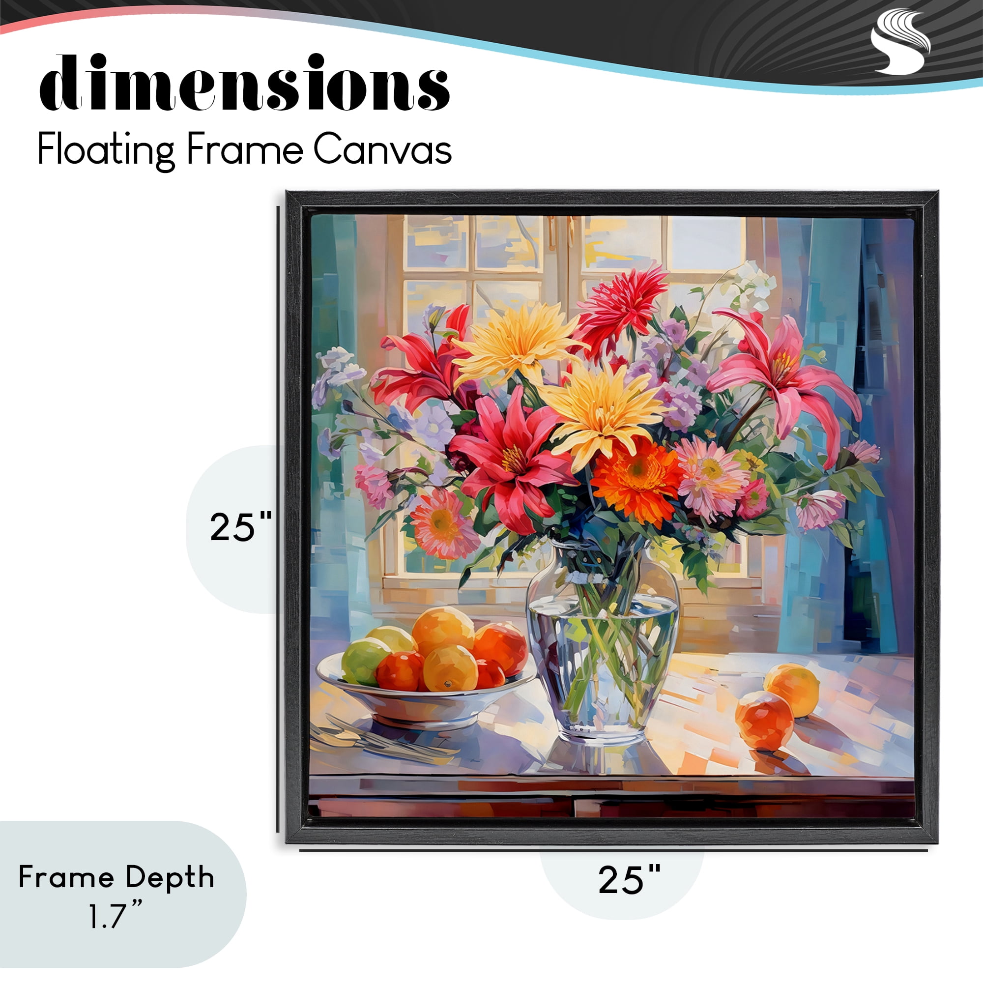 Stupell Industries Summer Flowers & Fruit Black Framed Floater Canvas Wall Art, design by Creative Studio