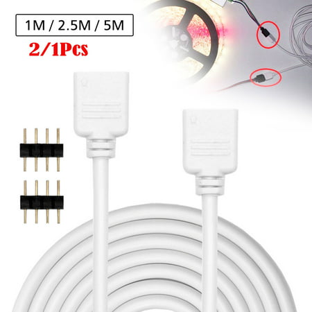 EEEKit 5/2.5/1M RGB Extension Cable Cord 4 Pin Flex LED Tape LED Ribbon LED Rope Light Connector Wire for RGB 5050 3528 2835 Flexible LED Strip Light w/ 2x Male to Male 4-Pin Adapter (Best Tape In Extensions Brands)
