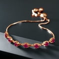 thumbnail image 3 of Gem Stone King 18K Rose Gold Plated Silver Red Created Ruby Infinity Tennis Bracelet for Women (2.80 Cttw, Gemstone July Birthstone, Round 4.5MM, Fully Adjustable up to 9 inch), 3 of 4