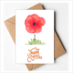 thumbnail image 1 of Flor Roja Corn poppy Art acuarela Nota en blanco del sobre de la tarjeta de agradecimiento, 1 of 4