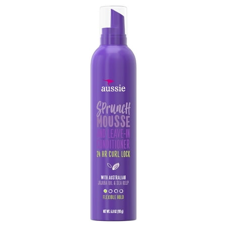 (2 pack) Aussie Sprunch Mousse & Leave-In Conditioner w/ Jojoba & Sea Kelp For Curly Hair, 6.8