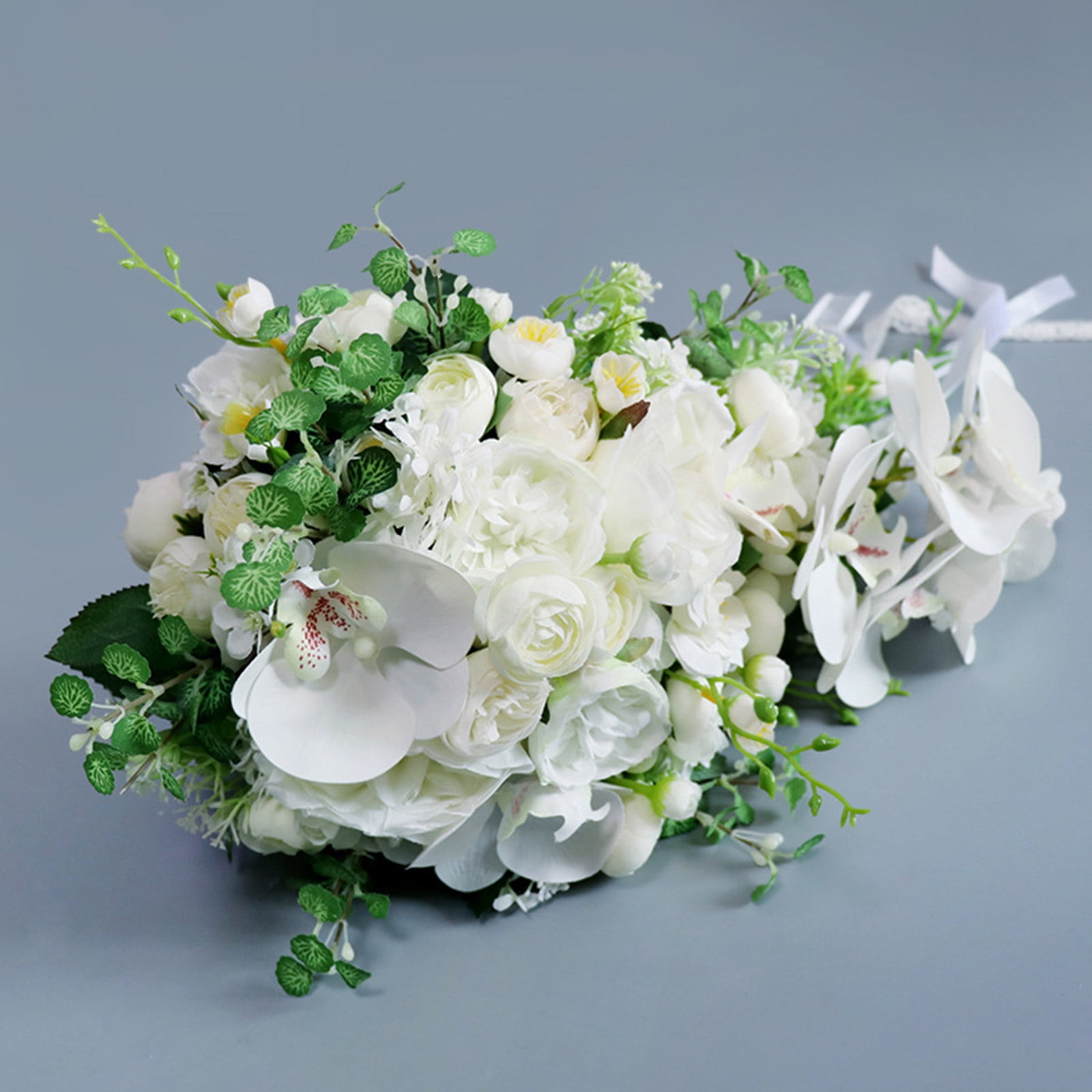 HESITONE Wedding Cascading Bridal Bouquet Artificial for Butterfly Orchid Water Drop Style Waterfalls Bridesmaid Holding Flower D