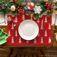 thumbnail image 2 of mubwai Red White Xmas Pine Christmas Placemats Set of 4, 12x18 Inch Seasonal Christmas Table Mats for Party Kitchen Dining Decoration, 2 of 6