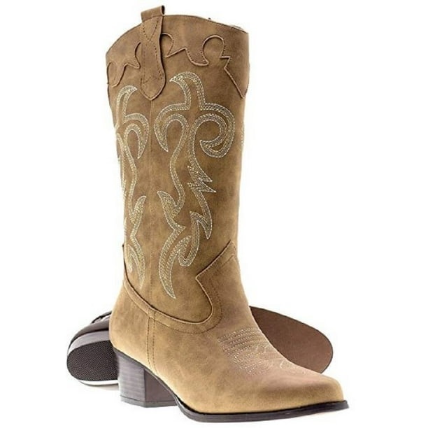 Shoes8teen Shoes 18 Womens Faux Leather Western Cowboy Boots W