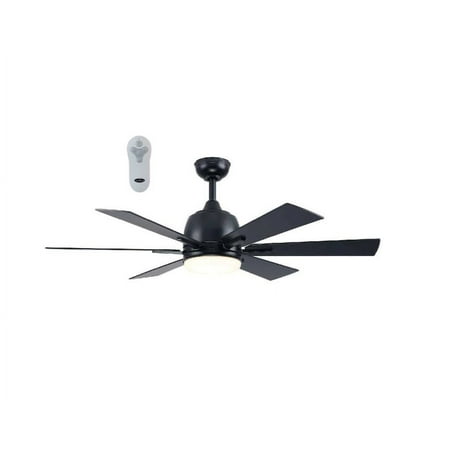 Harbor Breeze Bradbury 48-in Matte Black LED Indoor Downrod or Flush Mount Ceiling Fan with Light Remote (6-Blade)