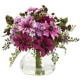 thumbnail image 2 of Nearly Natural Mixed Daisy Artificial Floral Arrangement with Vase, White, 2 of 2