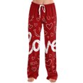 thumbnail image 2 of Women's Drawstring Valentine's Day Printed Casual Pants, Elastic Waist Lounge Pants for Women, Holiday Themed Sleepwear Pajama Pants, Comfortable Fit,Pink,XL, 2 of 7