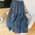 thumbnail image 2 of Ruimatai Women's Summer Loose Elastic Waist Skirt Flowy Embroidery Midi Skirt Double Layer Cotton Linen Casual Boho Beach Skirt, 2 of 9