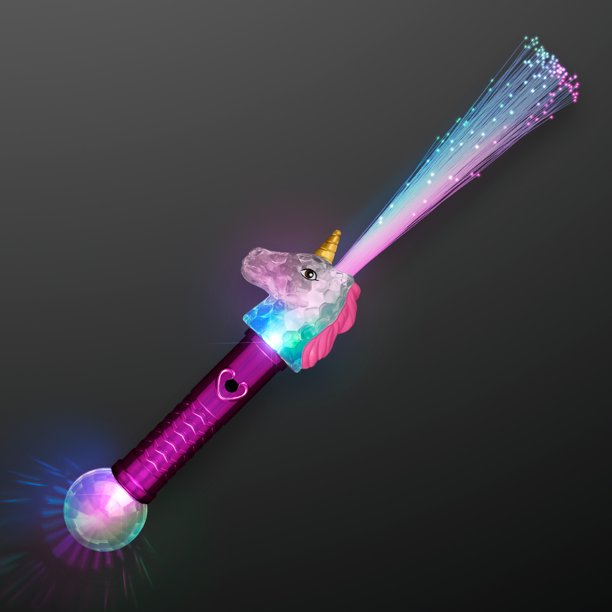 Flashing Blinky Lights FlashingBlinkyLights Light Up Unicorn Wand with Color Changing Fiber