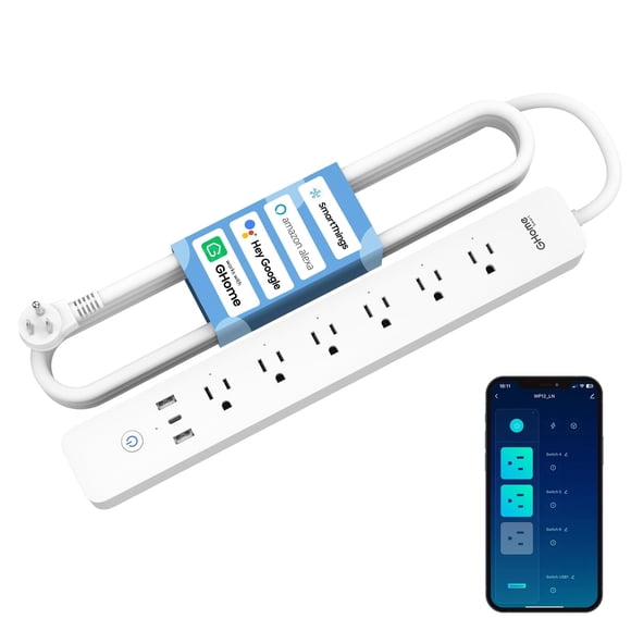 Smart Plug Power Strip Home, 6 enchufes, 3 USB, 30 W, carga rápida