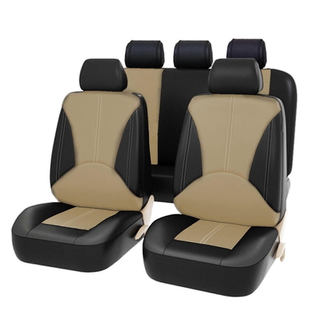 Universal Breathable Leather Car Seat Covers 9pcs Full Set Interior Accessories for Car SUV
