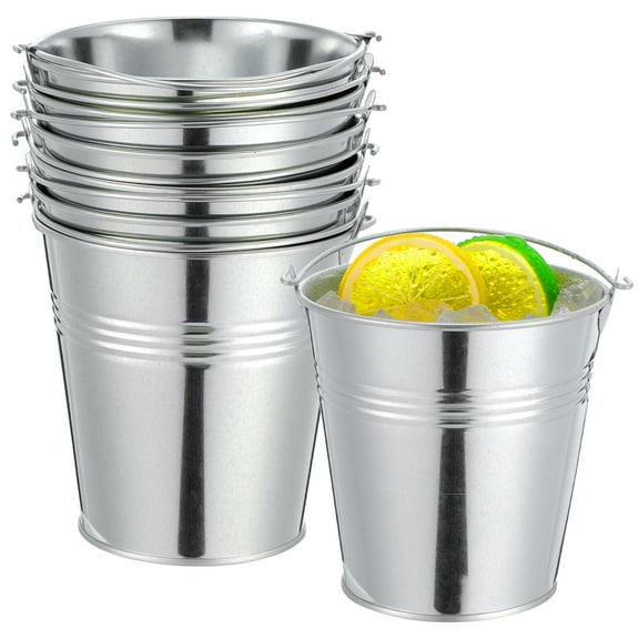 BESTONZON 6Pcs Silver Tin Pail with Small Iron Handle for Home Decoration