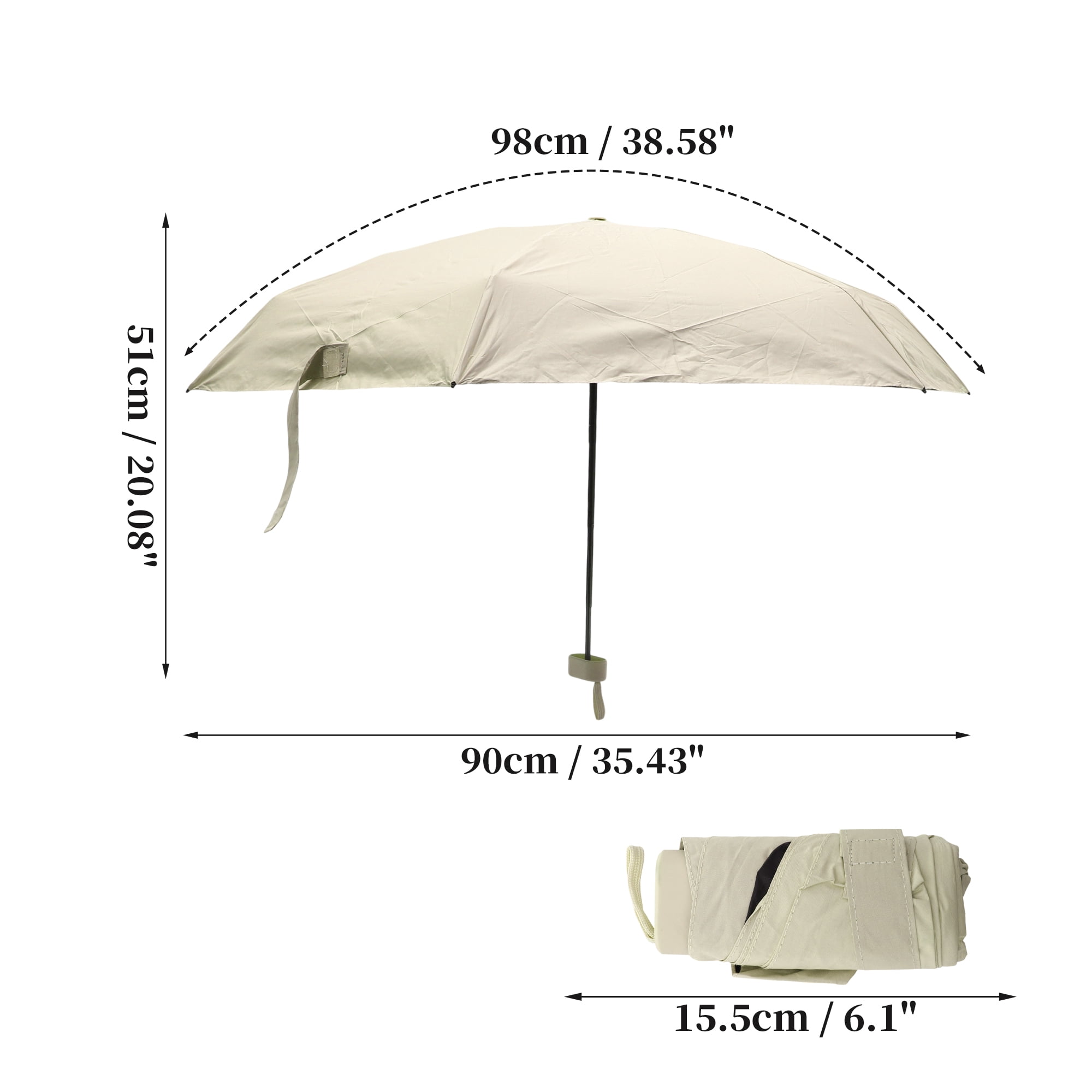 Unique Bargains Mini Umbrella with Storage Box Windproof Folding Umbrella Beige