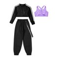 thumbnail image 6 of Aiihoo Kids Girls Sports Gymnastics Workout Hip-hop Jazz Outfits Sleeveless Vest with Cargo Pants and Crop Top for Dance Performance Lavender 10, 6 of 7