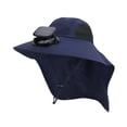 thumbnail image 2 of Sombrero de ventilador solar, sombrero de cubo, sombrero de ala ancha para el sol, para ciclismo, mochilero, mujeres y hombres Azul profundo, 2 of 8