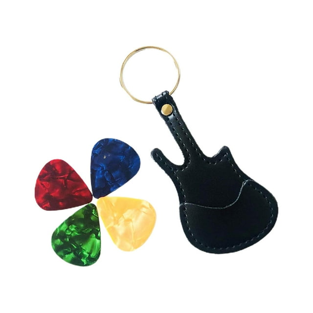 Estuche de almacenamiento de púas de guitarra CUTICAT cuero PU llavero Soporte para guitarra clásica eléctrica negro