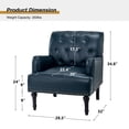 thumbnail image 3 of Faux Leather Upholstered Tufted Armchair Lounge Accent Chair Single Sofa with Wooden Turned Legs Living Room Turquoise, 3 of 6