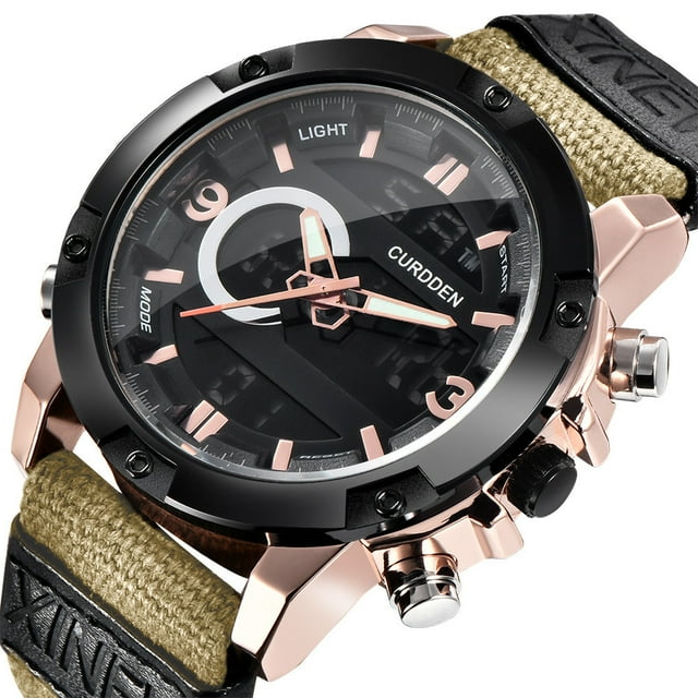 Montre de Sport pour Homme Mode Étanche Quartz Numérique LED Montres Décontractées
