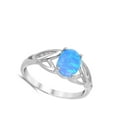 thumbnail image 4 of CHOOSE YOUR COLOR Solitaire Blue Simulated Opal Celtic Knot Ring .925 Sterling Silver Band CZ Female Size 11, 4 of 4