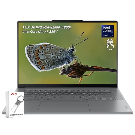 Lenovo Yoga Slim 7i 15ILL9 Aura Edition Copilot+ Laptop Intel Core Ultra 7 256V, 15.3 WUXGA 120Hz Touch, 16GB LPDDR5X RAM 1TB SSD, WiFi7, Backlit Keyboard, Win11, Luna Grey, w/2TB USB Drive