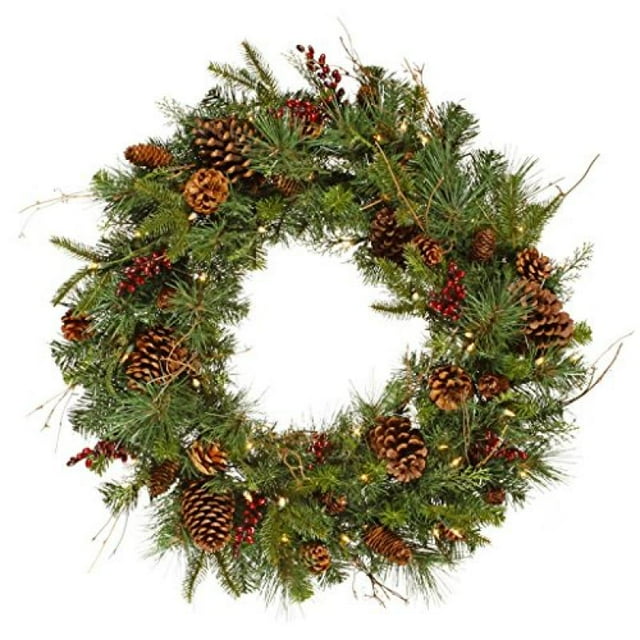Vickerman 30" Cibola Mixed Berry Artificial Christmas Wreath with 50 Clear Lights