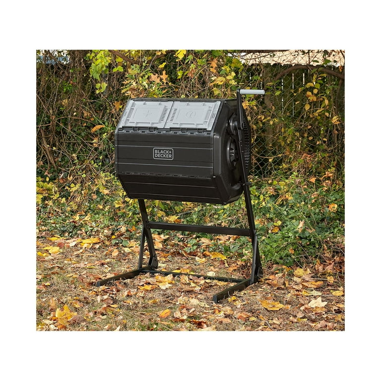 BLACK+DECKER Tumbling Outdoor Composter, Dual Chamber, Easy