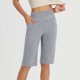 thumbnail image 2 of Pantalones de Yoga de Cintura Alta para las Mujeres Color Sólido Cadera Bolsillos Elásticos Medio Pantalones Cortos, Pantalones Deportivos de Fitness, Poliéster Toda la Temporada, 2 of 6