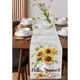 thumbnail image 4 of ERUNPONLY Sunflower Table Runner - 36 Inch Long Summer Bee Wildflower Vintage Grey Wood Grain Cotton and Linen Blended Dress Scarves Farmhouse Table Runner for Kitchen Dining, Coffee Table, 13" x 36", 4 of 8