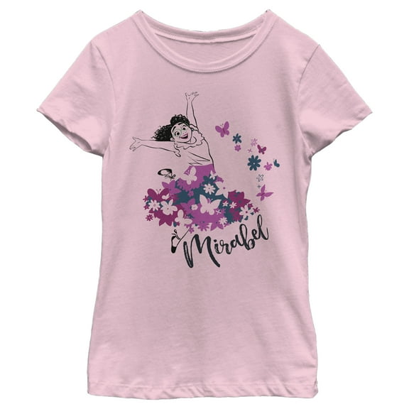 Girl's Encanto Mirabel Butterflies  Graphic Tee Light Pink Small
