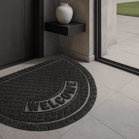 Tapete semicircular para entradas, Uso rudo, Interior Exterior, de Goma PVC, antiderrapante