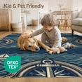 thumbnail image 4 of ODIKA 9'x12' Washable Area Rug Boat Ocean Hooked Compass Navigation Theme Traditional Sailing for Dining Room, Basement, Large Office, Non-Slip Chair-Friendly, 4 of 7