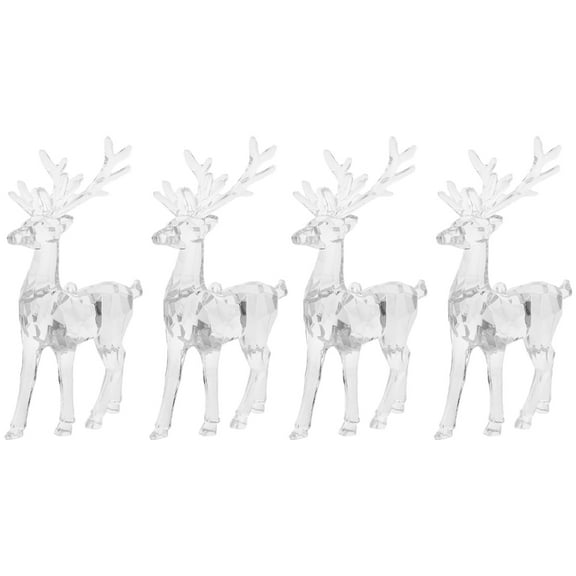 4Pcs Small Reindeer Acrylic Decor Set for Desktop Tabletop Holiday Christmas Decoration