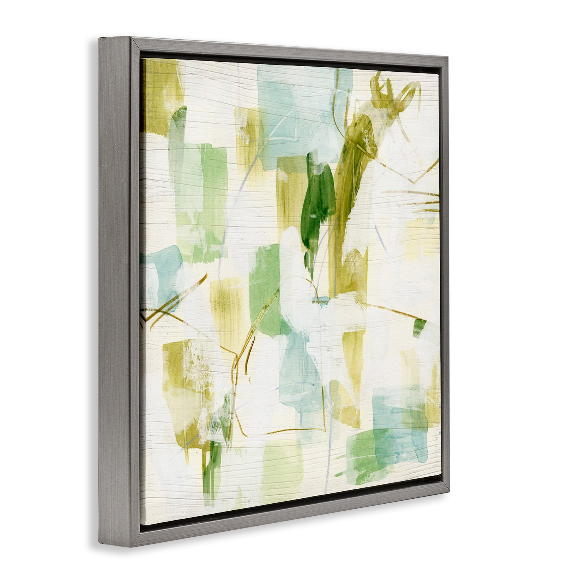 Stupell Industries Chaotic Abstract Expression Abstract Painting Gray Floater Framed Canvas Art Print Wall Art, 18 x 18