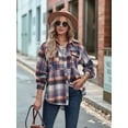 thumbnail image 5 of Women'S Plaid Shirts Long Sleeves Button Down Peplum Babydoll Jacket Oversized Casual Pocket Blouses Tops Orange XL, 5 of 10