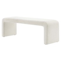 Accent Chair Bench Ottoman, Ivory White, Fabric, Living Kitchen Cafe Bistro Hospitality Restaurant, Modern Contemporary HB36459