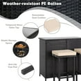 thumbnail image 3 of Suncrown 3 Pcs Wicker Bar Set with Cushioned Stool and Patio Bar, Brown, 3 of 6