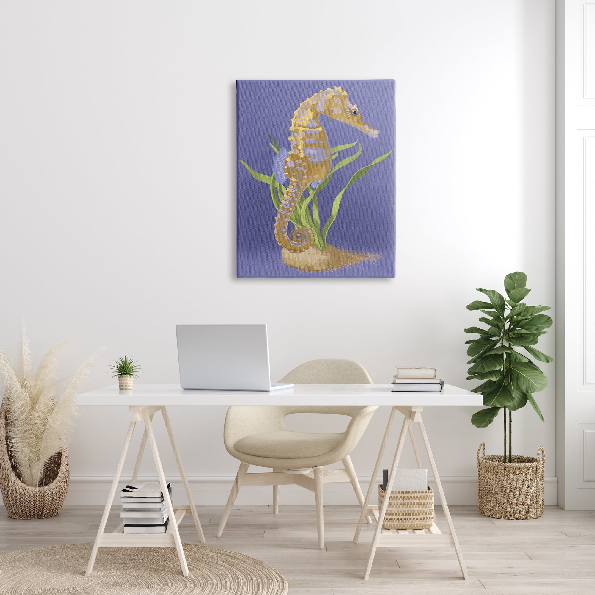 Stupell Industries Underwater Seahorse Green Kelp over Purple, 30 x 40, Designed by Sally Springer Griffith