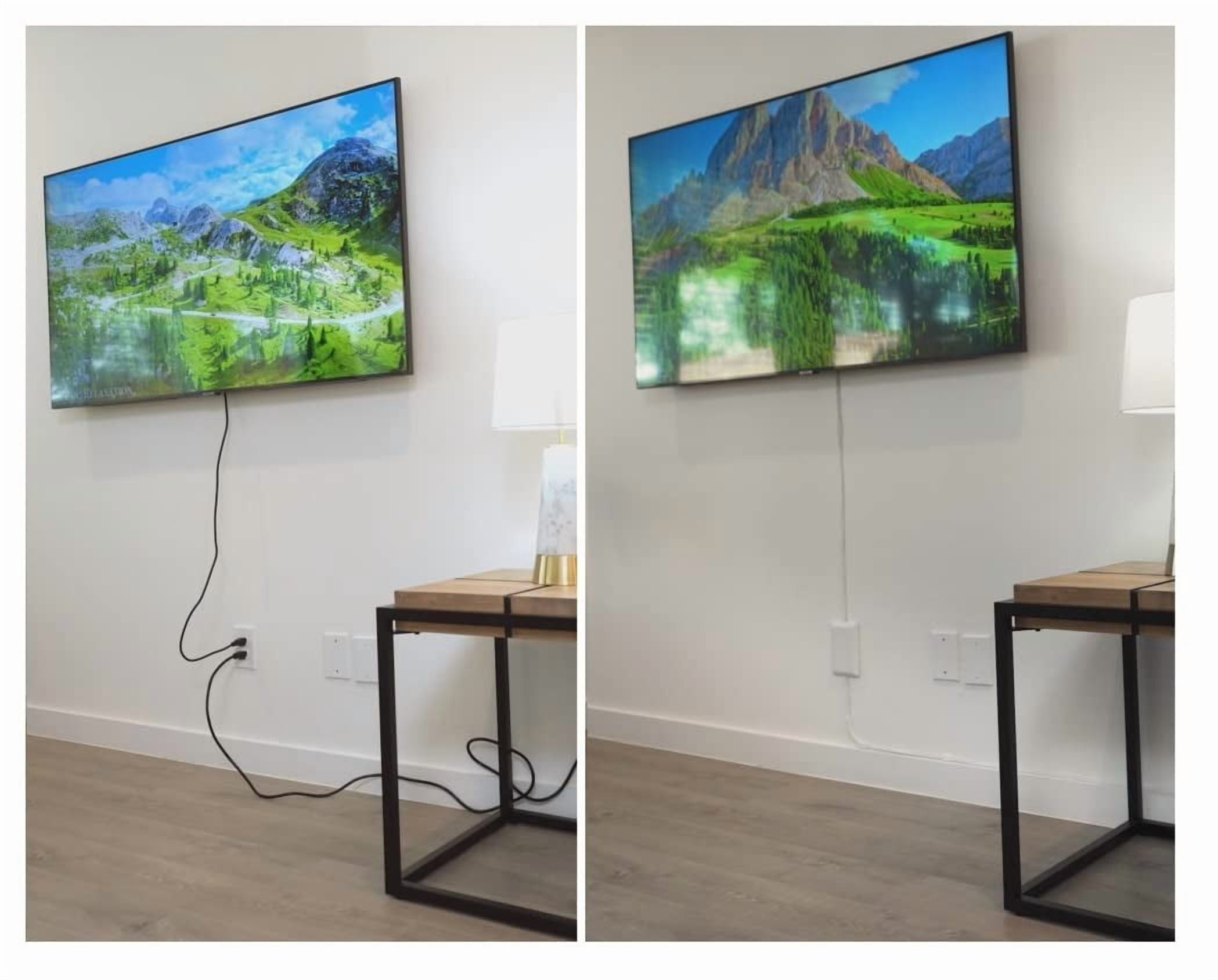 Sleek Socket Wall Outlet Concealer, Dual Power Strip Surge Protector, For Mounted TV Plus