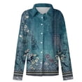 thumbnail image 5 of WTXUE Camping Shirts for Women Long Sleeve Shirts Collared V Neck Button Down Blouses Floral Print Tunic Tops Spring Dressy Casual Shirts Casual Business Work Tops Mint Green M, 5 of 5