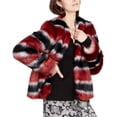 thumbnail image 1 of Rachel Roy Womens Striped Faux-Fur Jacket, Red, X-Small, 1 of 1