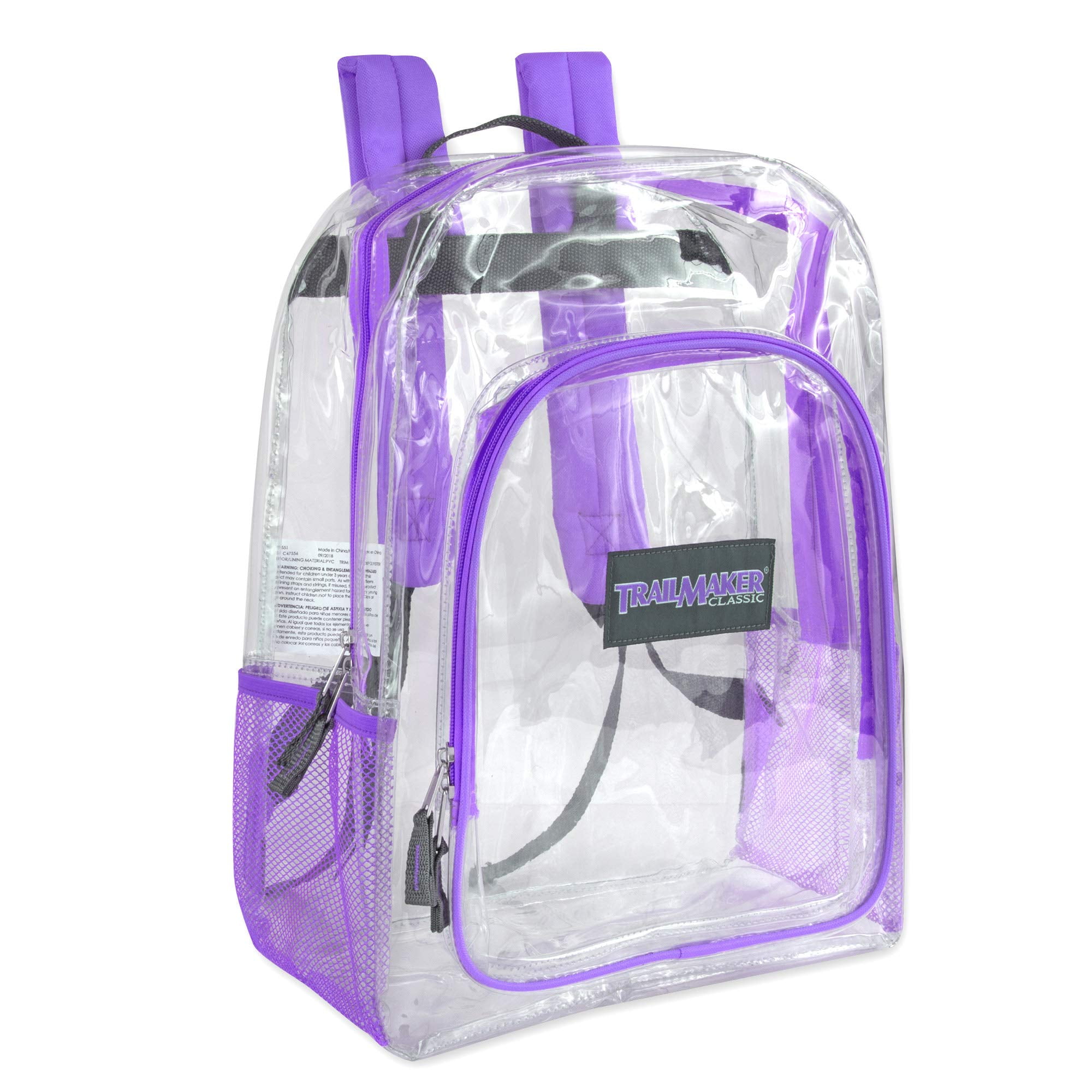 Trailmaker, Deluxe Clear Unisex Backpack With Reinforced Straps Perfect ...